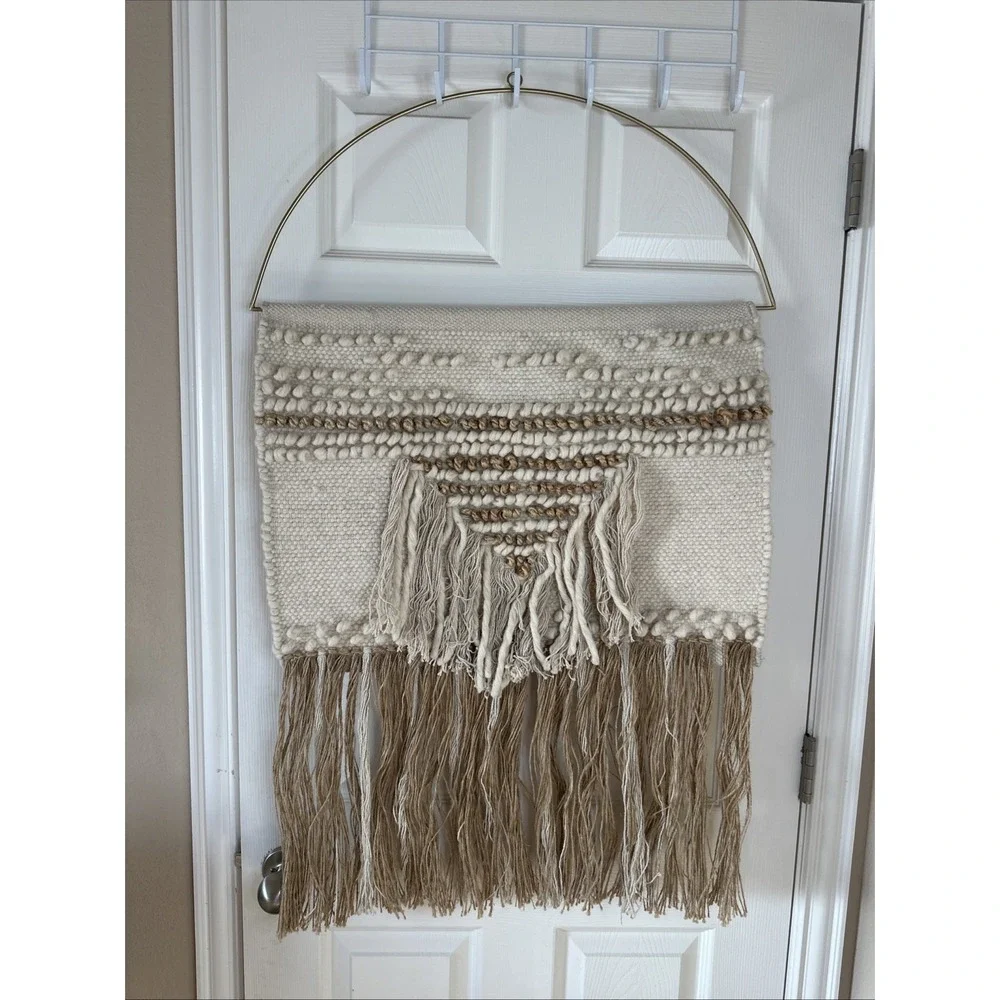Large White and Gold Woven‎ Wall Bohemian Hanging from World Market